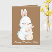 Schattigee Happy Moederdag Holiday konijnen Kaart (Gele Bloem)