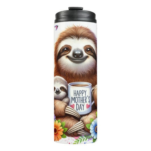 Schattigee Happy Moederdag/ Sloth Thermosbeker (Voorkant)