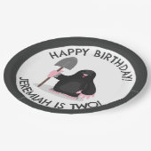 Schattigee Happy Mole gepersonaliseerde cartoon Ve Papieren Bordje (Gekanteld)