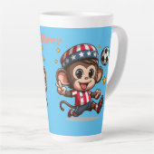 Schattigee Happy Monkey Voetballer Latte Mok (Rechterhoek)
