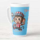 Schattigee Happy Monkey Voetballer Latte Mok (Linkerhoek)