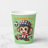  Schattigee Happy Monkey Voetballer Papieren Bekers (Voorkant)