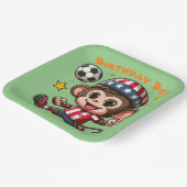 Schattigee Happy Monkey Voetballer Papieren Bordje (Gebogen)