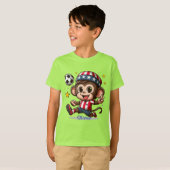 Schattigee Happy Monkey Voetballer T-shirt (Voorkant volledig)