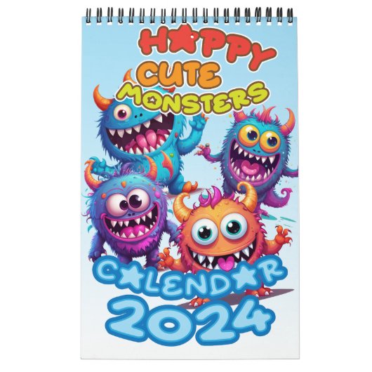 Schattigee Happy Monster Kalender 2024 (Hoes)