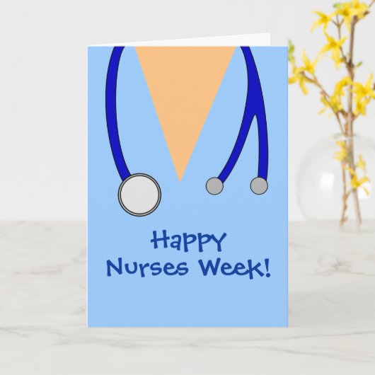 Schattigee Happy Nurses Week Scrubs en Stethoscoop Kaart (Gele Bloem)