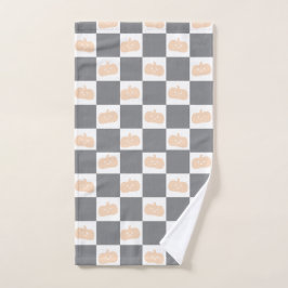Schattigee Happy Oranje Pompoen met Checkerboard Handdoek