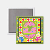Schattigee Happy Paasmagneet met ei en kippen Magneet (Voorkant / Achterkant)