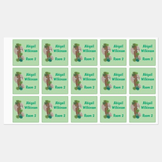 Schattigee Happy Pangolin Anteater gepersonaliseer Labels (Vel)