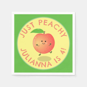 Schattigee Happy Peach cartoon Gepersonaliseerde V Servet