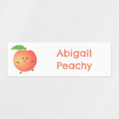 Schattigee Happy Peach Yellow cartoon gepersonalis Labels (Design 2)