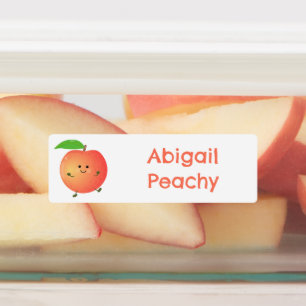 Schattigee Happy Peach Yellow cartoon gepersonalis Labels