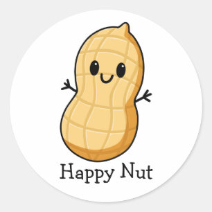 Schattigee Happy Peanut-tekening Ronde Sticker