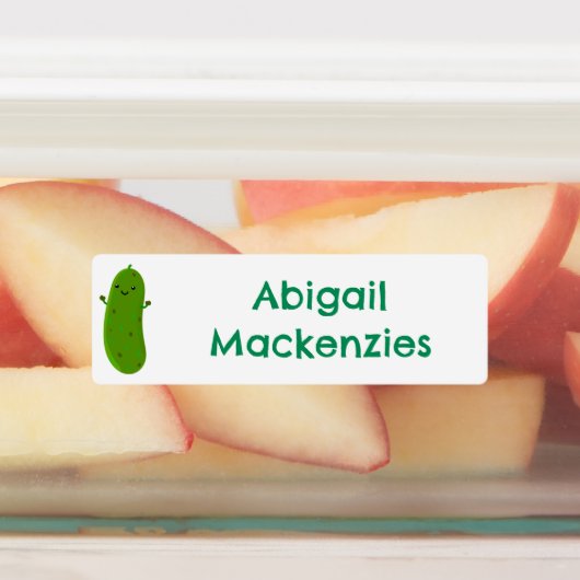 Schattigee Happy Pickle Groente cartoon gepersonal Labels (Aangebracht)
