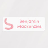 Schattigee Happy Pink Earthworm cartoon gepersonal Labels (Design 2)