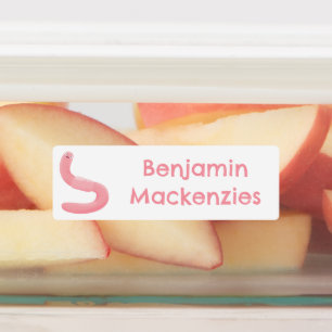 Schattigee Happy Pink Earthworm cartoon gepersonal Labels