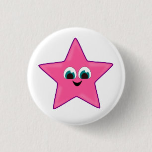 Schattigee Happy Pink Star Ronde Button 3,2 Cm