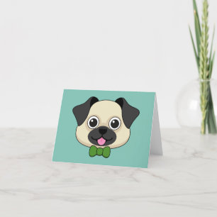 Schattigee Happy Pug Dog met Papillon Bedankkaart