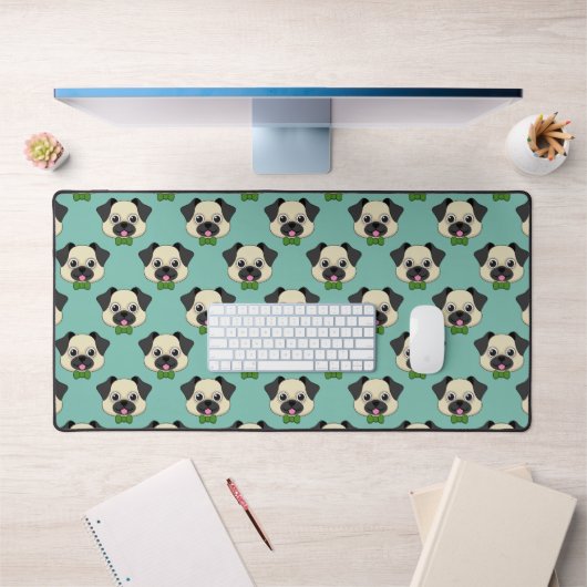 Schattigee Happy Pug Dog met Papillon Bureaumat (Kantoor 1)