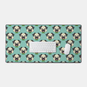 Schattigee Happy Pug Dog met Papillon Bureaumat (Keyboard & Muis)