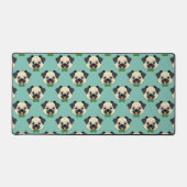 Schattigee Happy Pug Dog met Papillon Bureaumat (Voorkant)