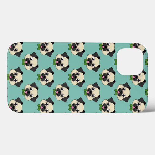 Schattigee Happy Pug Dog met Papillon Case-Mate iPhone Case (Achterkant (horizontaal))