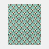 Schattigee Happy Pug Dog met Papillon Fleece Deken (Voorkant)
