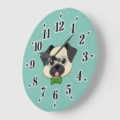 Schattigee Happy Pug Dog met Papillon Grote Klok (Hoek)