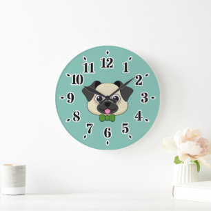 Schattigee Happy Pug Dog met Papillon Grote Klok