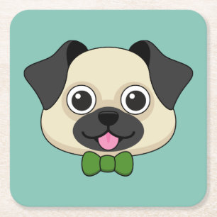 Schattigee Happy Pug Dog met Papillon Kartonnen Onderzetters