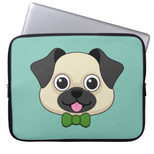 Schattigee Happy Pug Dog met Papillon Laptop Sleeve