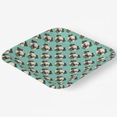 Schattigee Happy Pug Dog met Papillon Papieren Bordje (Gebogen)