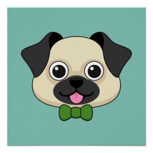 Schattigee Happy Pug Dog met Papillon Perfect Poster