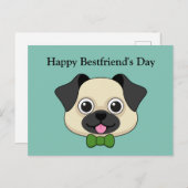 Schattigee Happy Pug Dog met Papillon | personalis Feestdagenkaart (Voorkant / Achterkant)