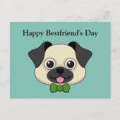 Schattigee Happy Pug Dog met Papillon | personalis Feestdagenkaart (Voorkant)