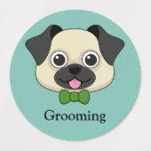 Schattigee Happy Pug Dog met Papillon | personalis Labels (Design 1)