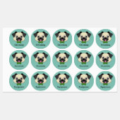 Schattigee Happy Pug Dog met Papillon | personalis Labels (Vel)