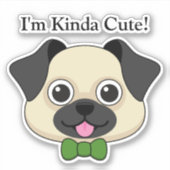 Schattigee Happy Pug Dog met Papillon | personalis Sticker (Voorkant)