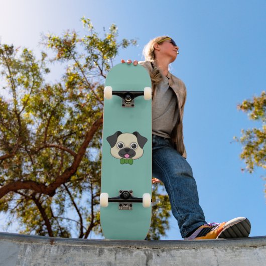 Schattigee Happy Pug Dog met Papillon Persoonlijk Skateboard (Buiten 1)