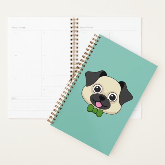 Schattigee Happy Pug Dog met Papillon Planner (Display)