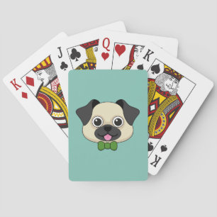 Schattigee Happy Pug Dog met Papillon Pokerkaarten