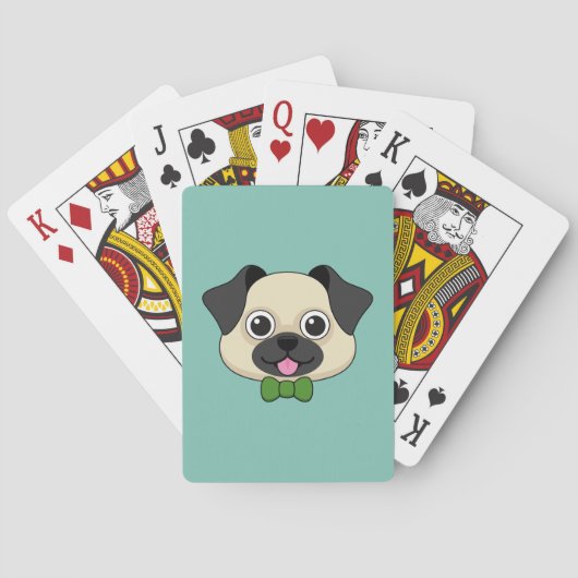 Schattigee Happy Pug Dog met Papillon Pokerkaarten (Achterkant)