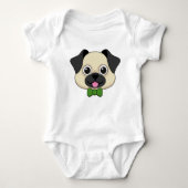 Schattigee Happy Pug Dog met Papillon Romper (Voorkant)