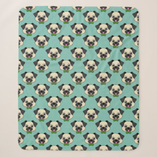 Schattigee Happy Pug Dog met Papillon Sherpa Deken
