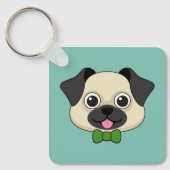 Schattigee Happy Pug Dog met Papillon Sleutelhanger (Voorkant)
