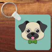 Schattigee Happy Pug Dog met Papillon Sleutelhanger (Voorkant)