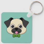 Schattigee Happy Pug Dog met Papillon Sleutelhanger (Achterkant)