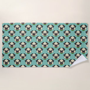 Schattigee Happy Pug Dog met Papillon Strandlaken