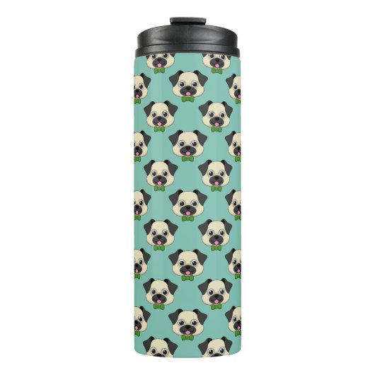 Schattigee Happy Pug Dog met Papillon Thermosbeker (Voorkant)