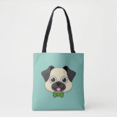 Schattigee Happy Pug Dog met Papillon Tote Bag (Voorkant)